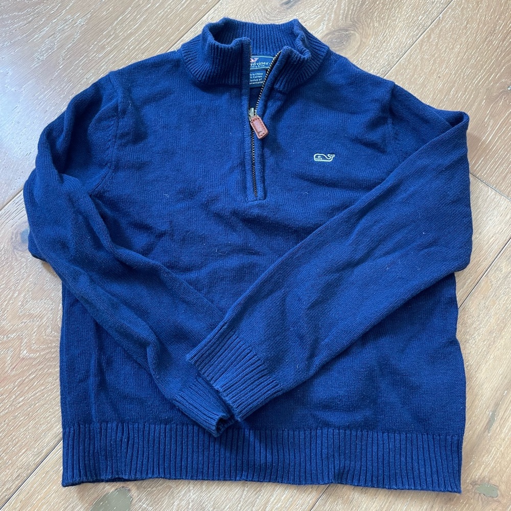 Vineyard Vines Navy Sweater 3/4 zip Boys 6